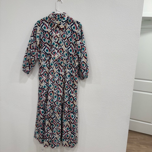 Anthropologie Maeve The Bettina Tiered Cotton Midi Dress Size Small Multi Color - Picture 3 of 13